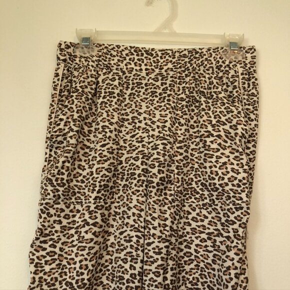 AERIE AMERICAN EAGLE Satin Jogger Lounge Pant Cream Brown Cheetah Leopard Pajama - Picture 4 of 14